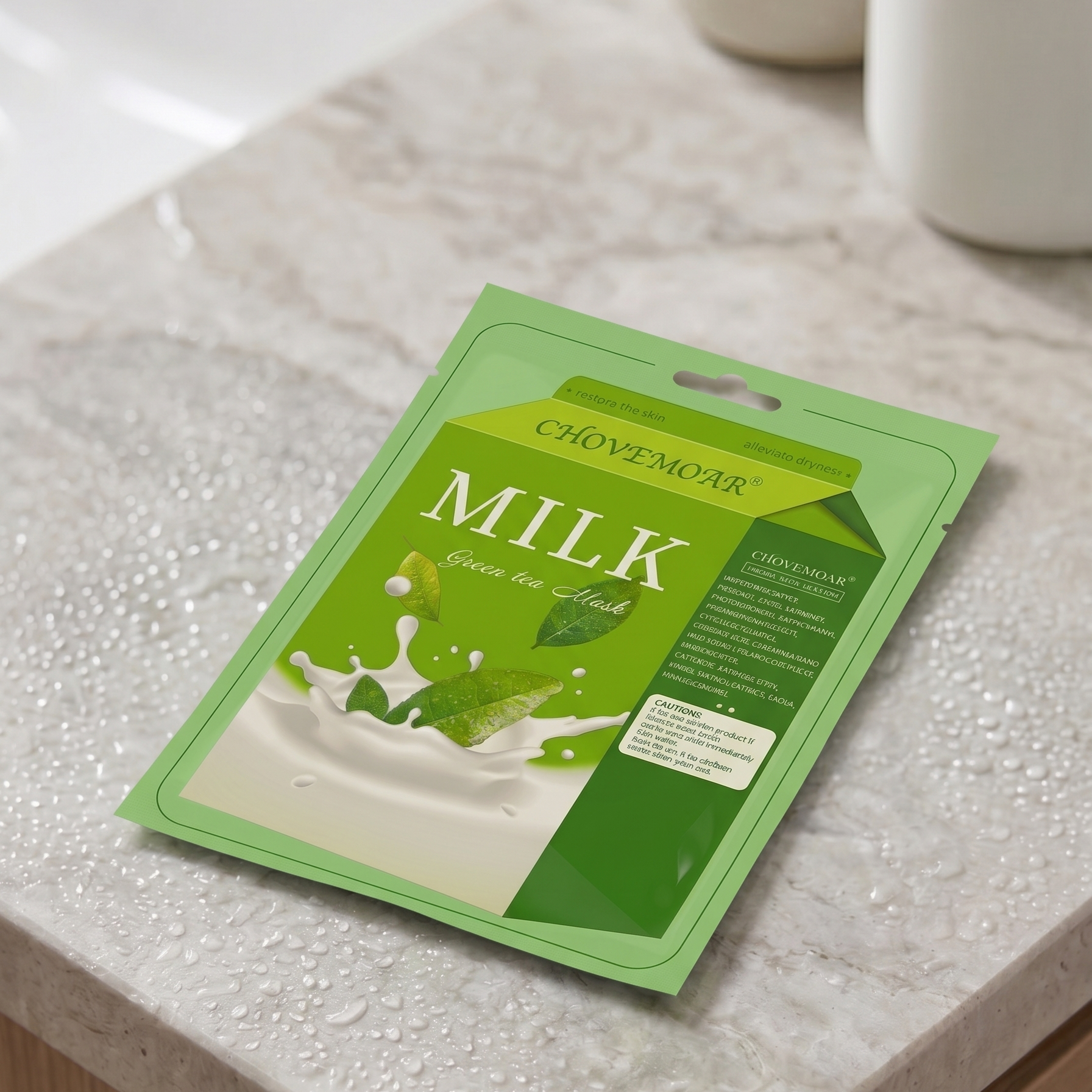 Chovemoar Milk Green Tea sheet maska za lice sa ekstraktom zelenog čaja i mleka za umirenje crvenila kože